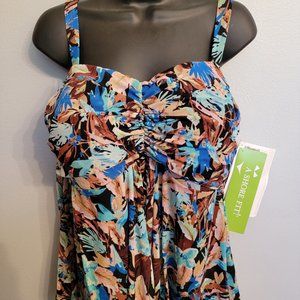 A Shore Fit Plus Spice Mesh Flyaway Tankini Top 22W